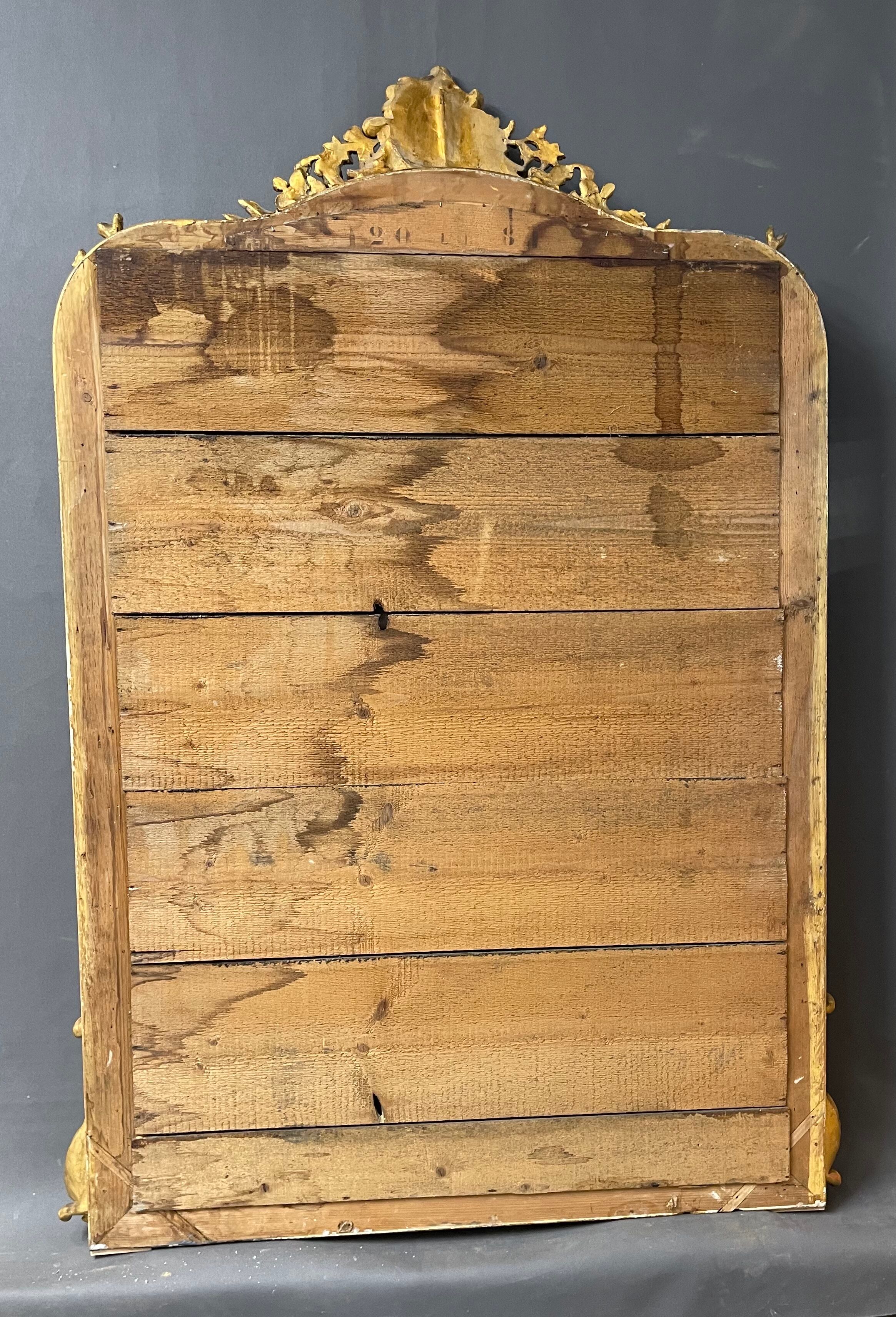 Miroir 156x106 ancien XIXè,dorure à la feuille d’or