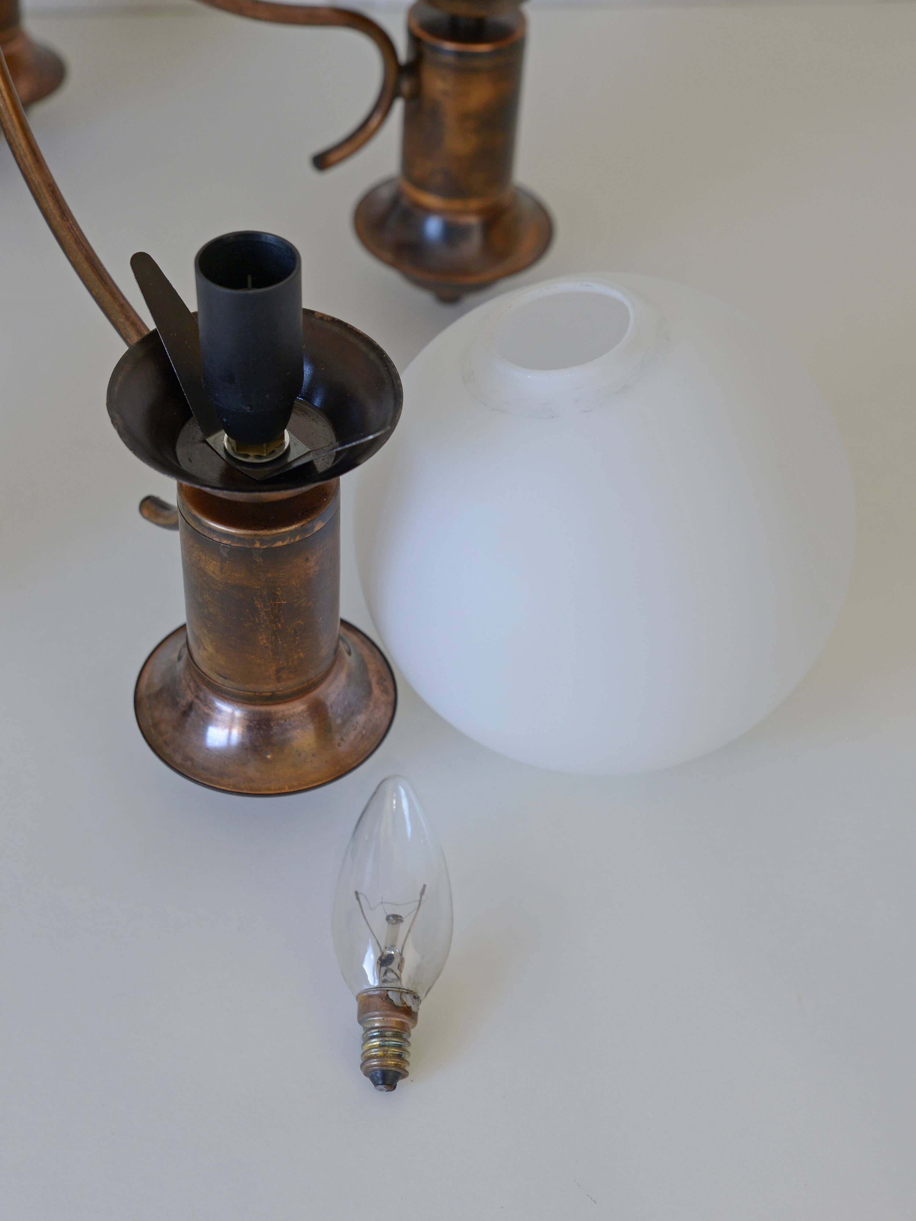 Vintage Copper Pendant Lamp / Hanging Light / Colonial Chandelier 1970's