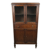 Meuble vintage en chêne avec portes grillagées