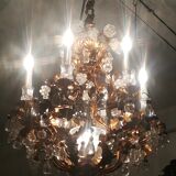 Murano fruit chandelier in crystal and gold metal