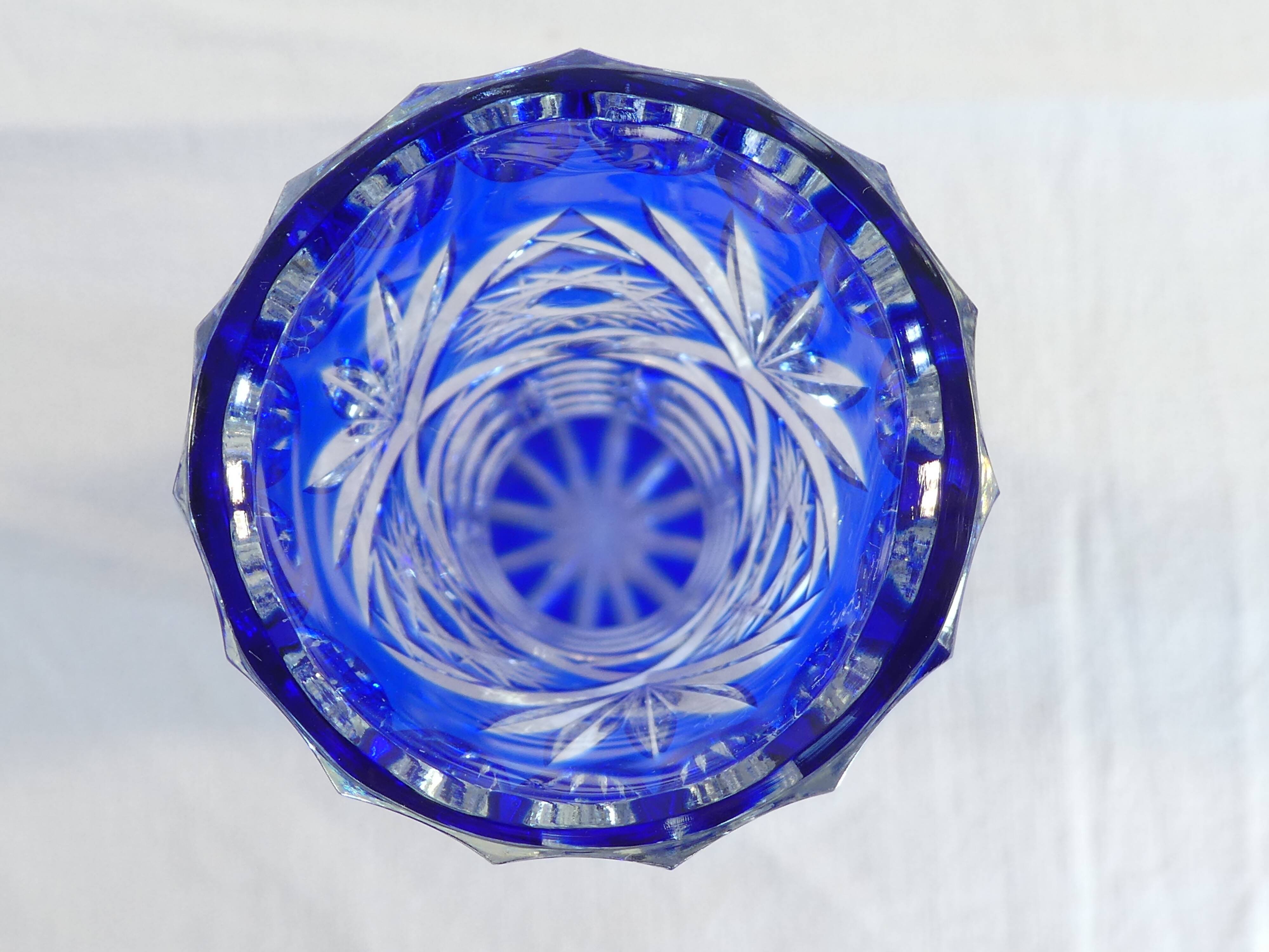 Crystal blue crystal vase from