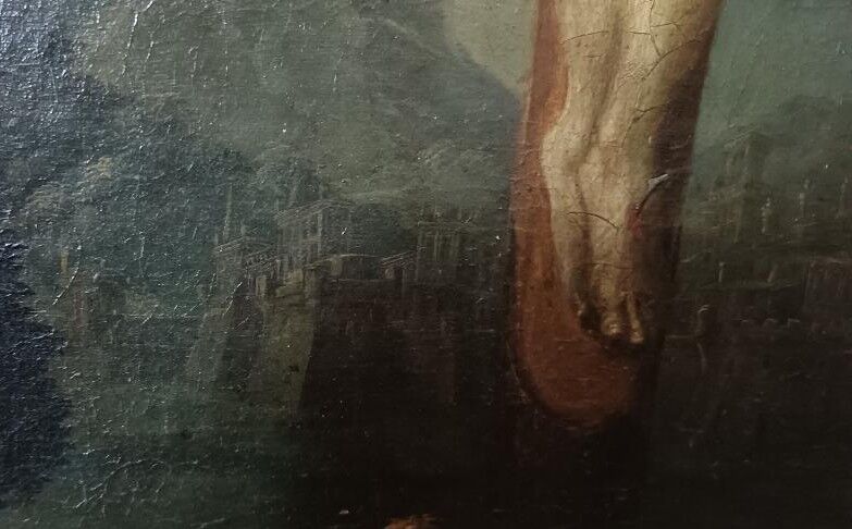 Ancient oil painting "Crucifixion", Italian school, 18th century