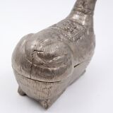 Boîte à bétel ancienne en métal argenté - Cambodge, première moitié du 20ème siècle