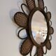 Vintage flower mirror in rattan and cannage 60s/70s
