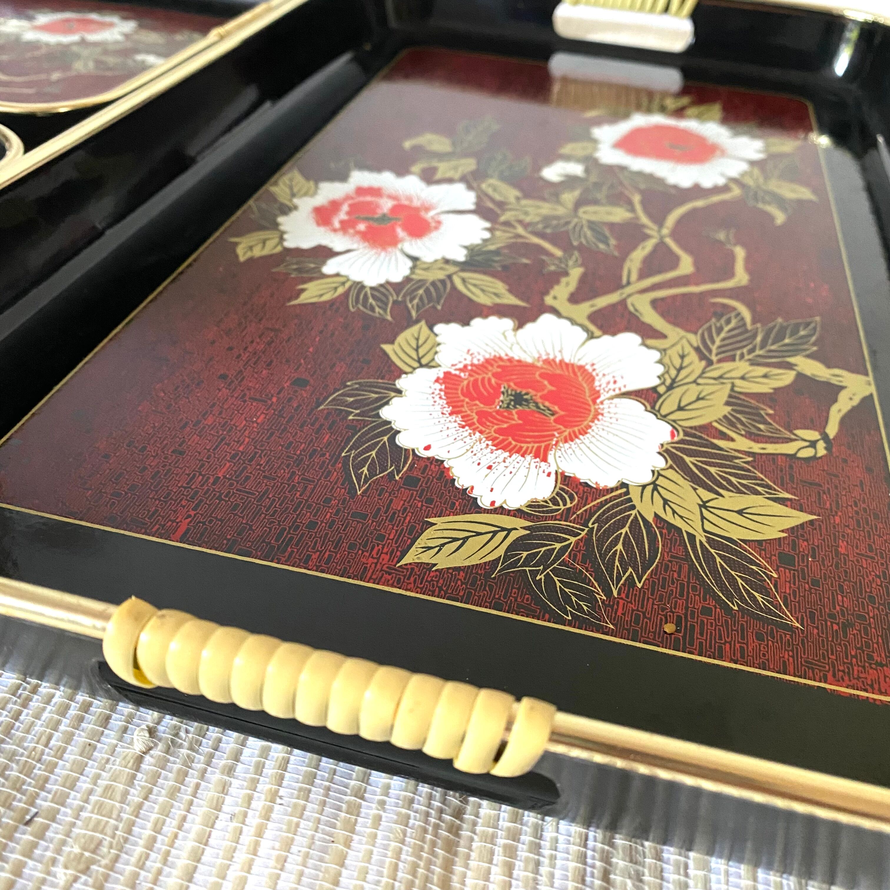 Japanese lacquered wood tops, 80s