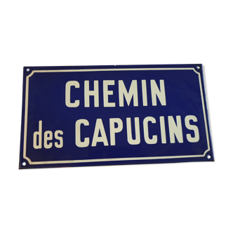 Plaque de rue "chemin des capucins"