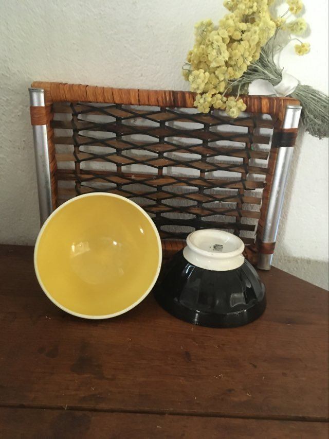 Bols Digoin Sarreguemines en jaune et noir