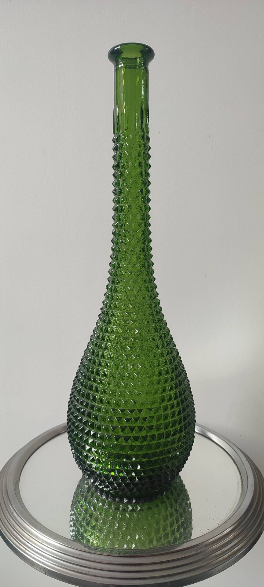 Empoli olive green bottle vase with diamond point - 39 cm