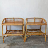 Pair of rattan bedside tables