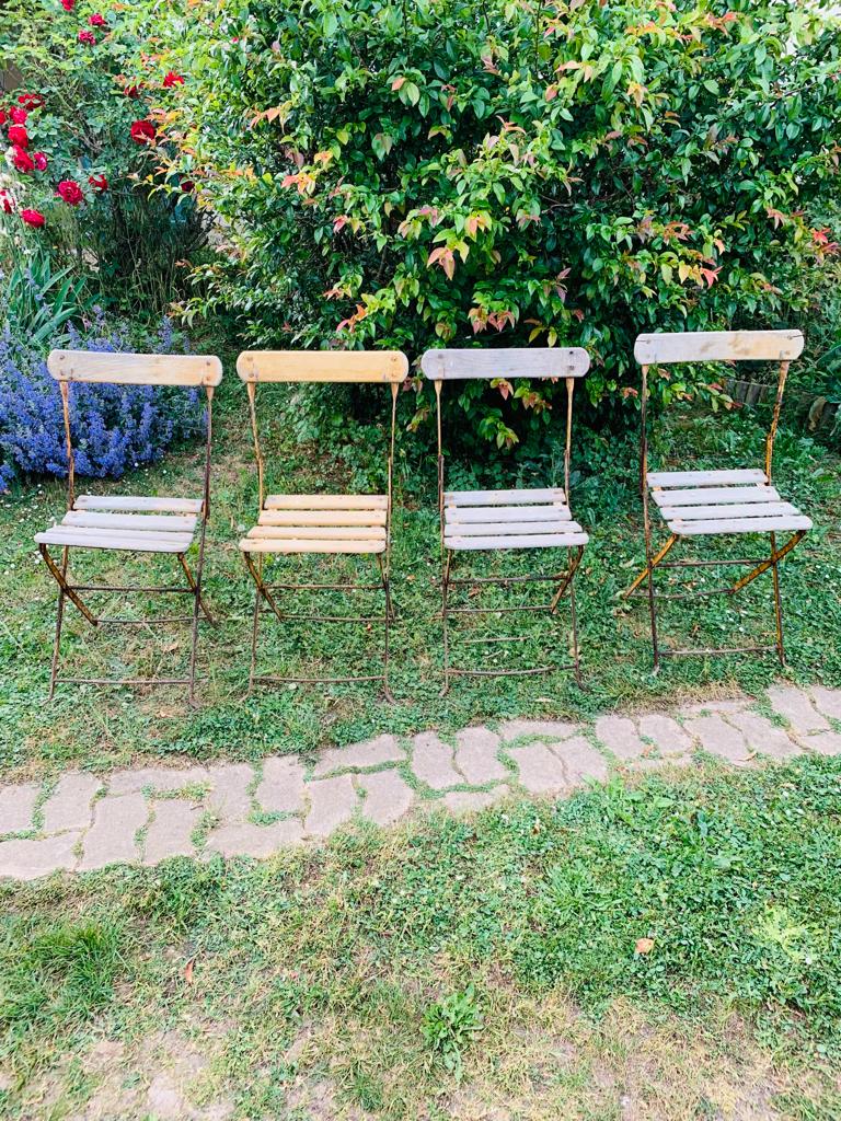 Set of 4 folding garden chairs