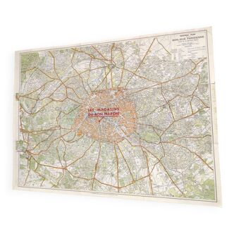 Carte vintage Paris et sa banlieue 1970