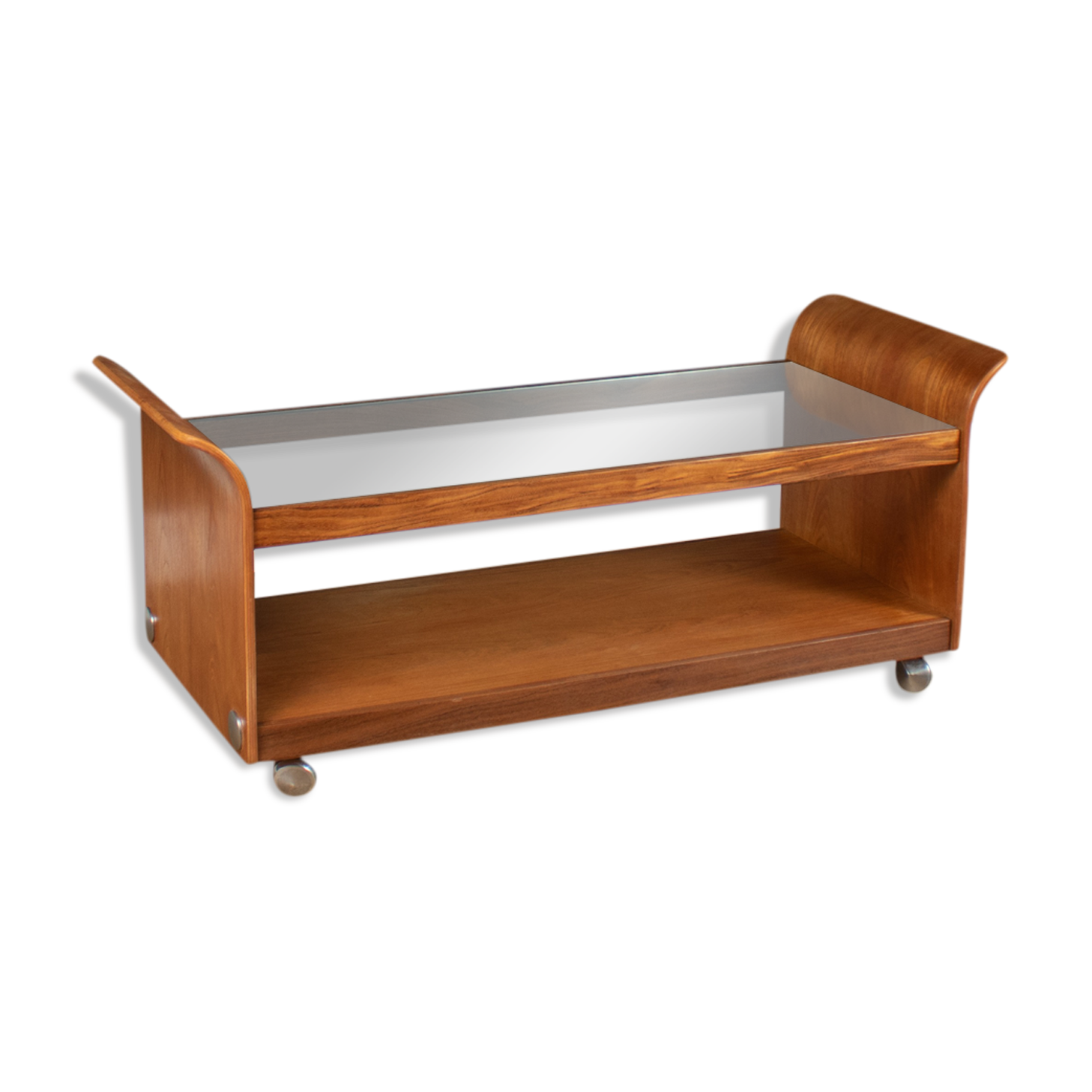 G plan tulip sleigh teak & glass coffee table 1960