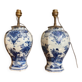 Pair of 18th century Delft earthenware lamps