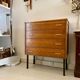Commode 4 tiroirs en bois et métal noir années 1960
