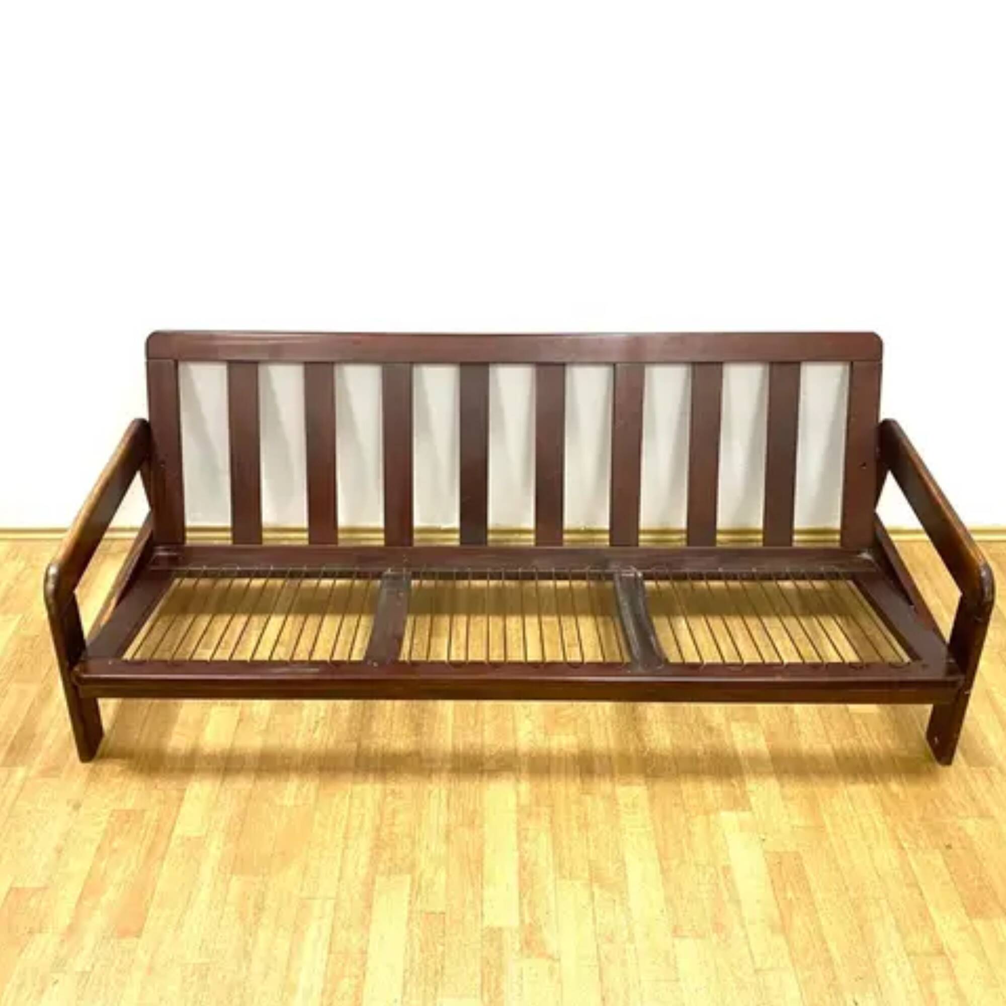 Retro sofa, solid wood frame, 1970s, Central Europe