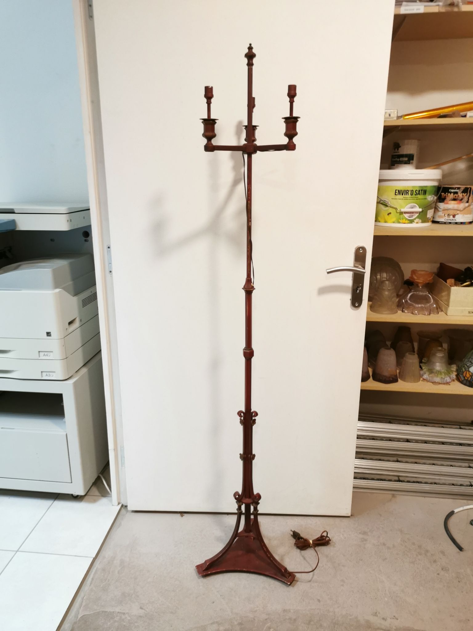 Lampadaire vintage style lampe bougeoir bouillotte