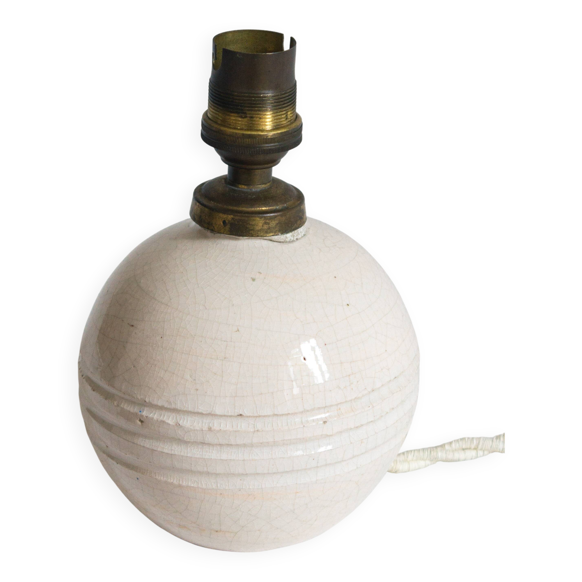 White crackled ceramic lamp base, 1930s