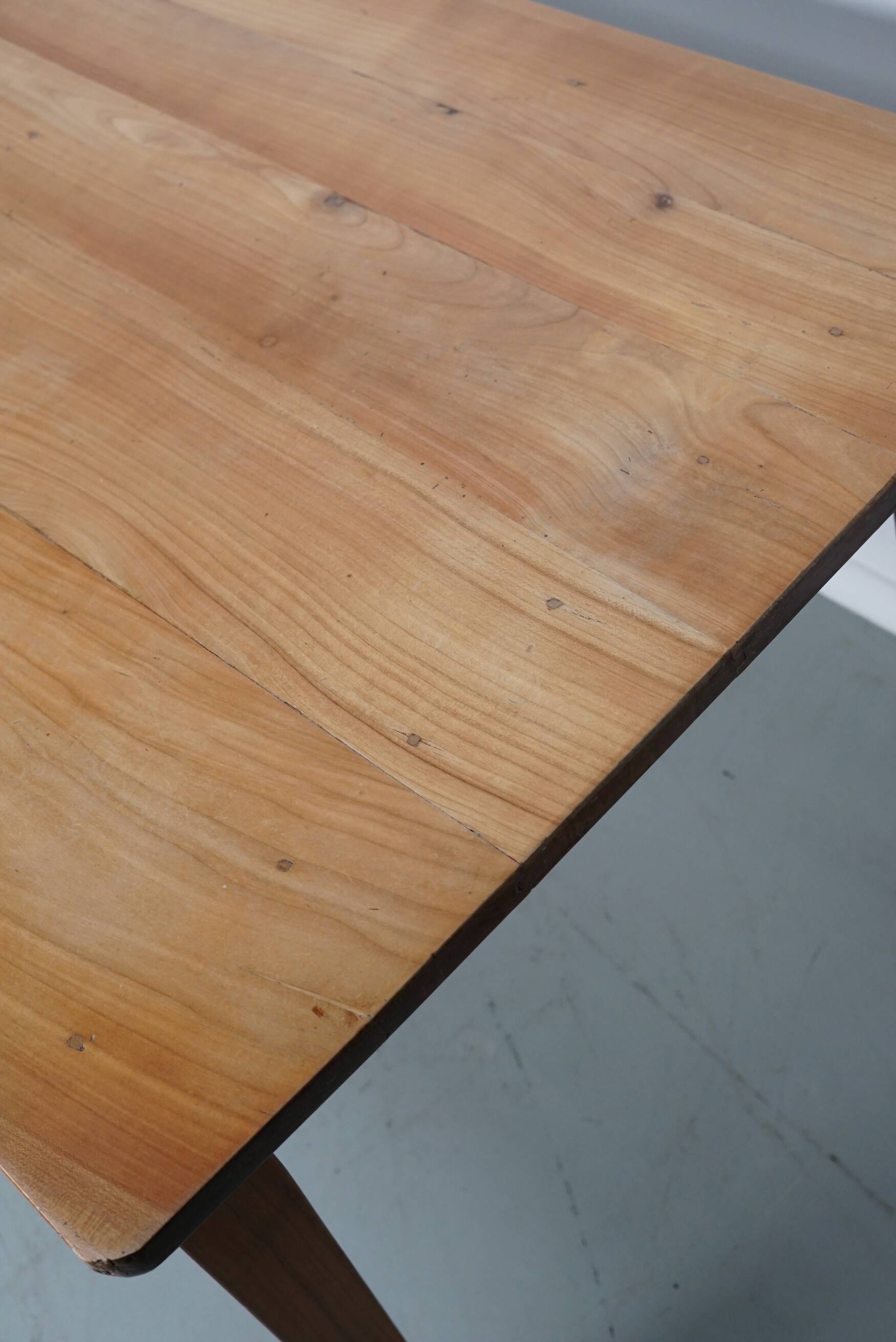 Vintage Cherry 20th Century French Rustic Farmhouse Dining Table