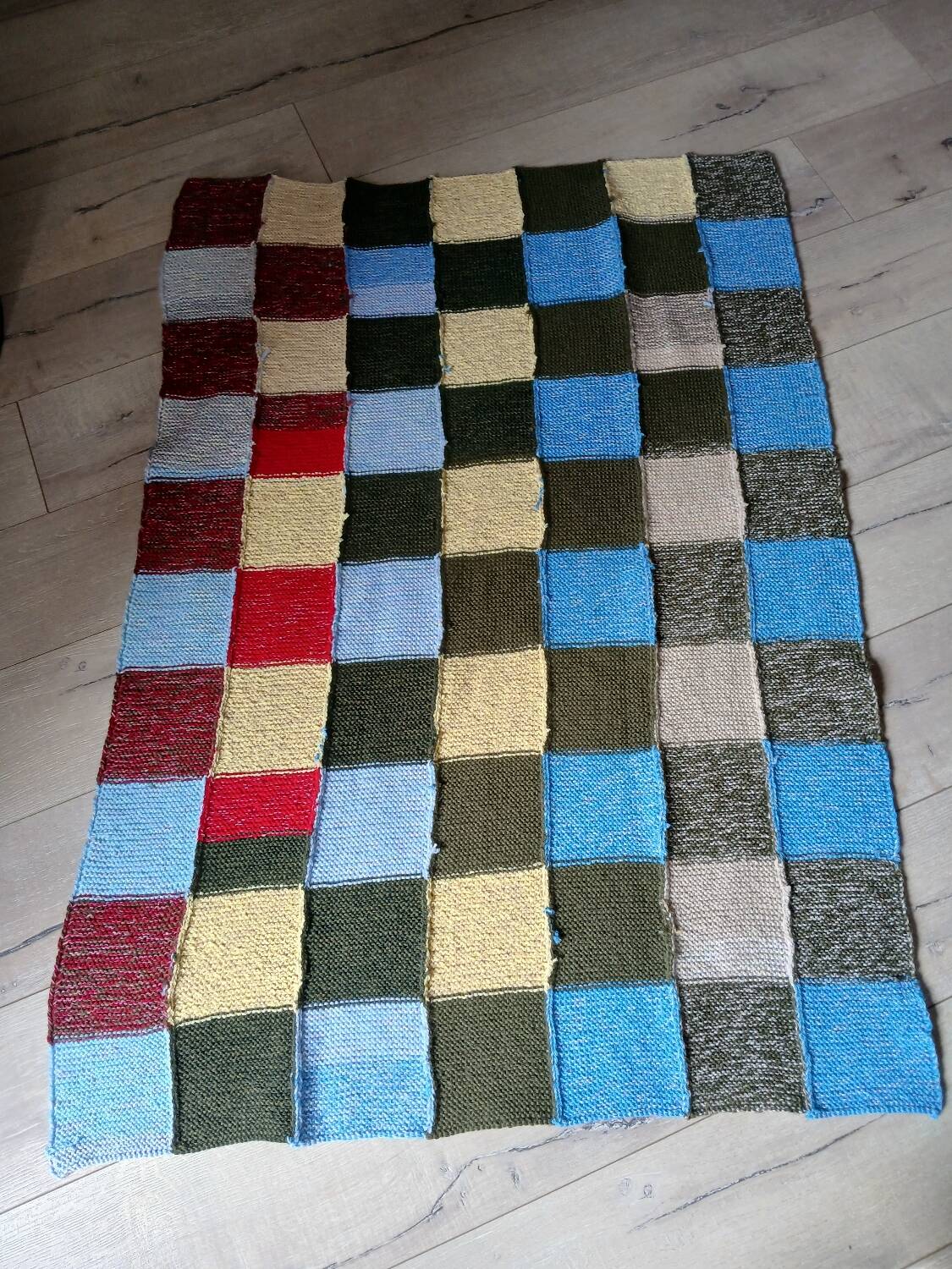 Plaid patchwork tricoté main