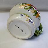 Vintage ceramic slip vase V Bassano pitcher decorated with porcelain flowers