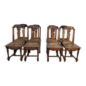 Set of 8 Neo-Renaissance walnut chairs
