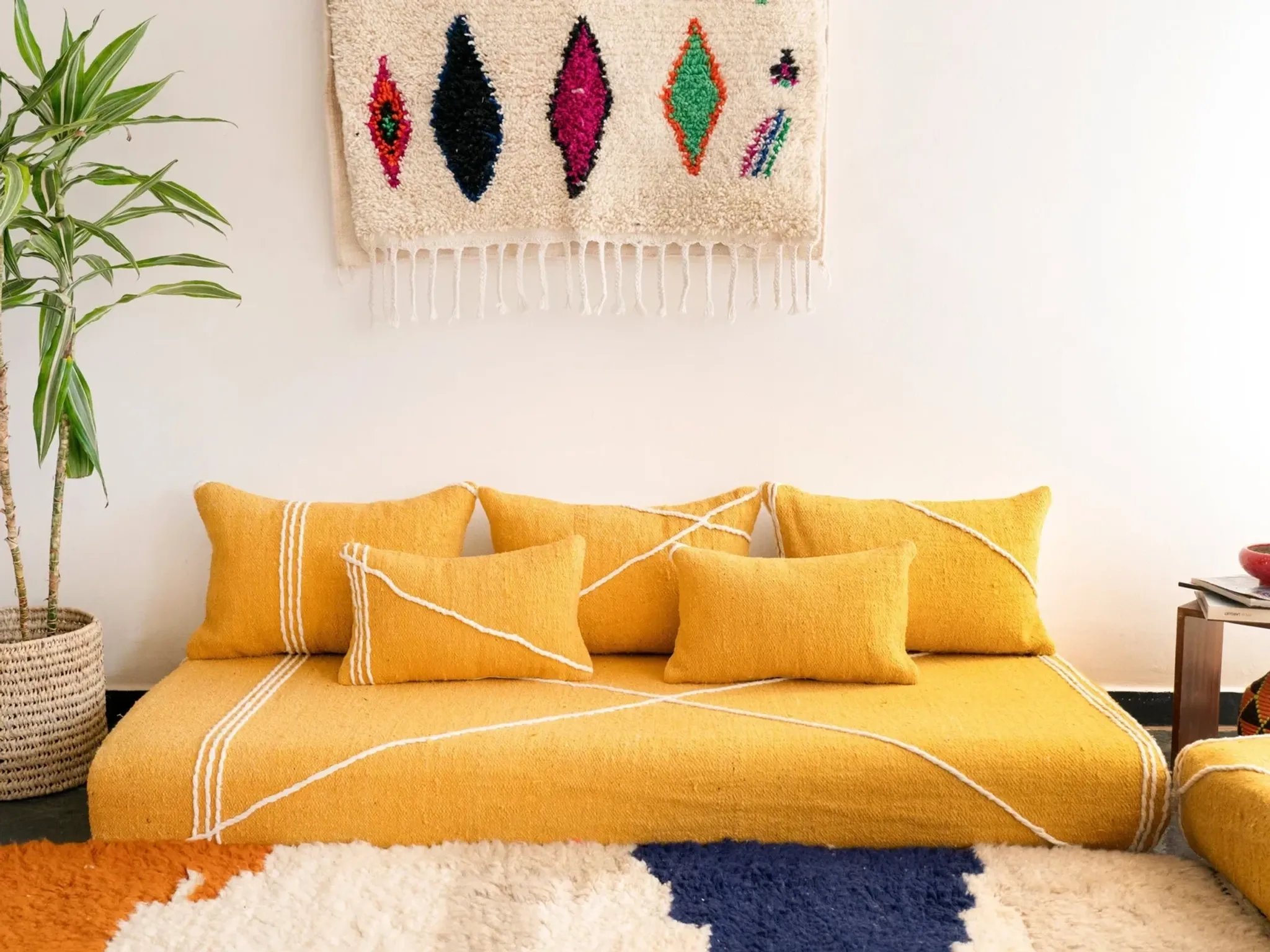 Ensemble de housses de canapé de sol marocain jaune