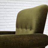 1970s, Danish lounge chair, high, furniture velour, ash wood legs.