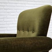 1970s, Danish lounge chair, high, furniture velour, ash wood legs.