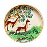 Plat ceramique vintage, années 60', décor animaux