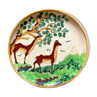 Cerart monaco large vintage ceramic dish, 60's, animal décor