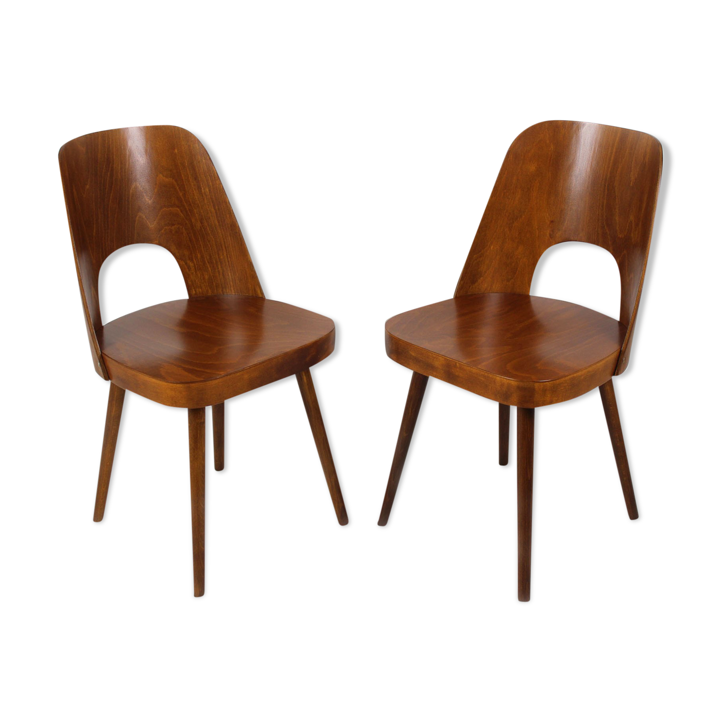 No. 515 Wooden Chairs by Oswald Haerdtl for TON, 1950s, Set of 2