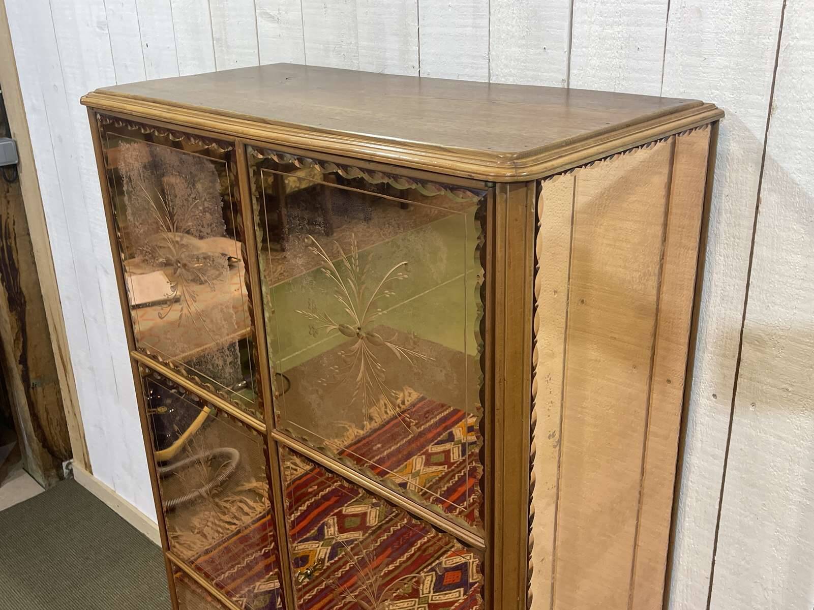 Art Deco mirrored cabinet from the 1950s in beech