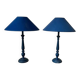 Pair of classic navy blue wooden lamps 57x25 very beautiful
