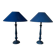 Pair of classic navy blue wooden lamps 57x25 very beautiful