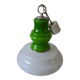 Old globe pendant light with apple green and white glass shade, 80's design 59 cm