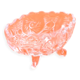 1970s oblong cup, empty pocket on 4 small feet glass decoration in relief