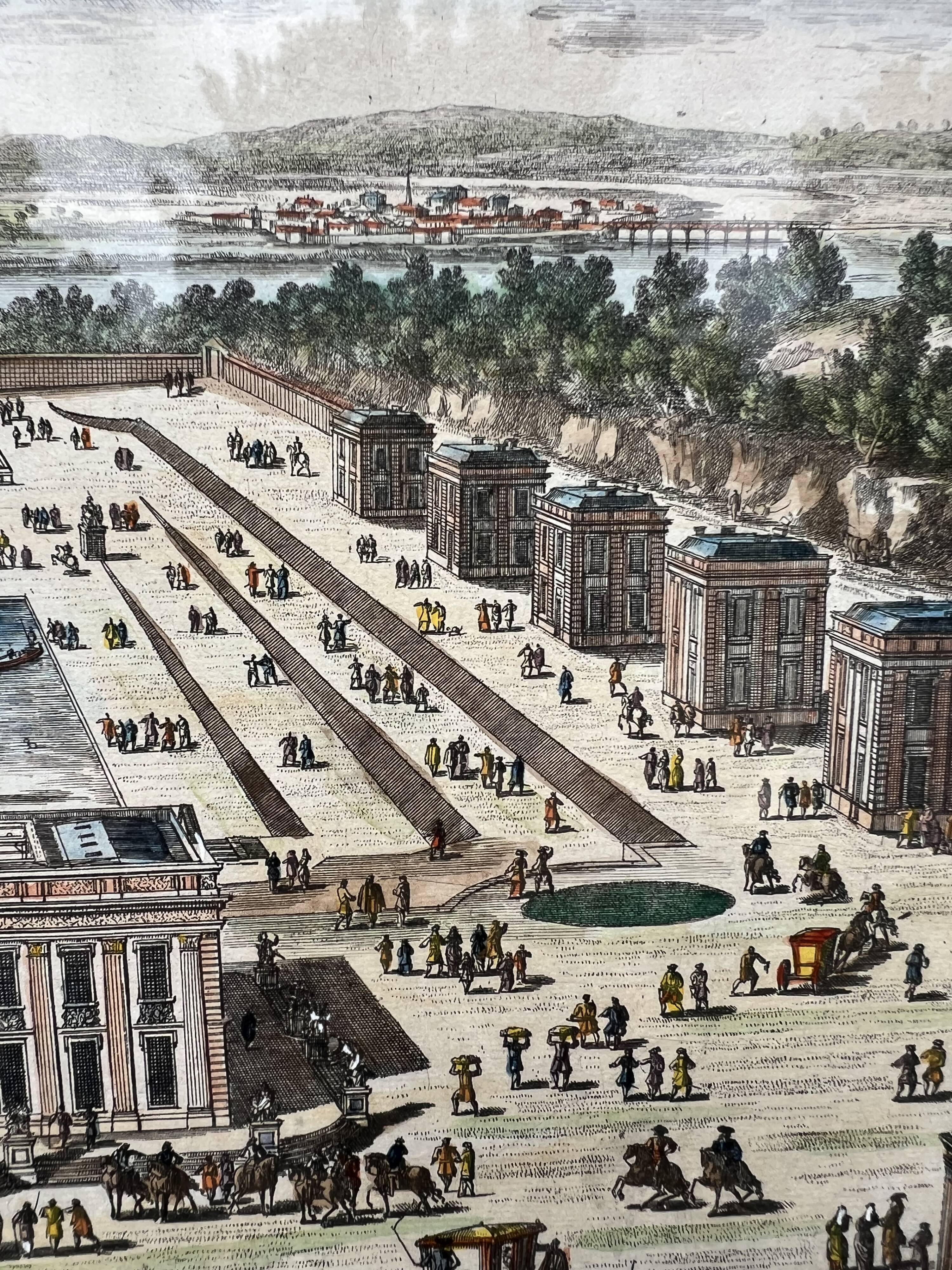 18th century optical view – Château de Marly – Old engraving