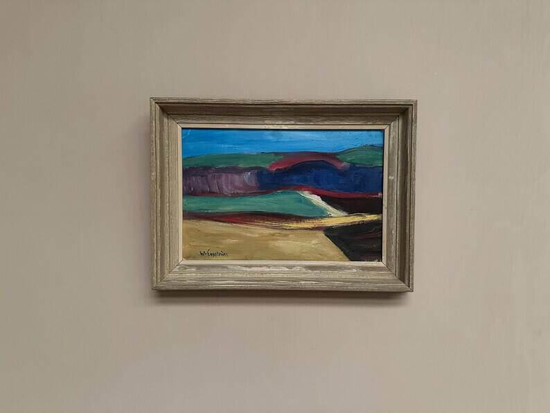 Original Swedish Oil on Canvas – “Abstract Landscape” by W. Engström – Dated 1900 – Signed – Vintage & Framed – 40 × 30 cm (23.6" x 16.5")
