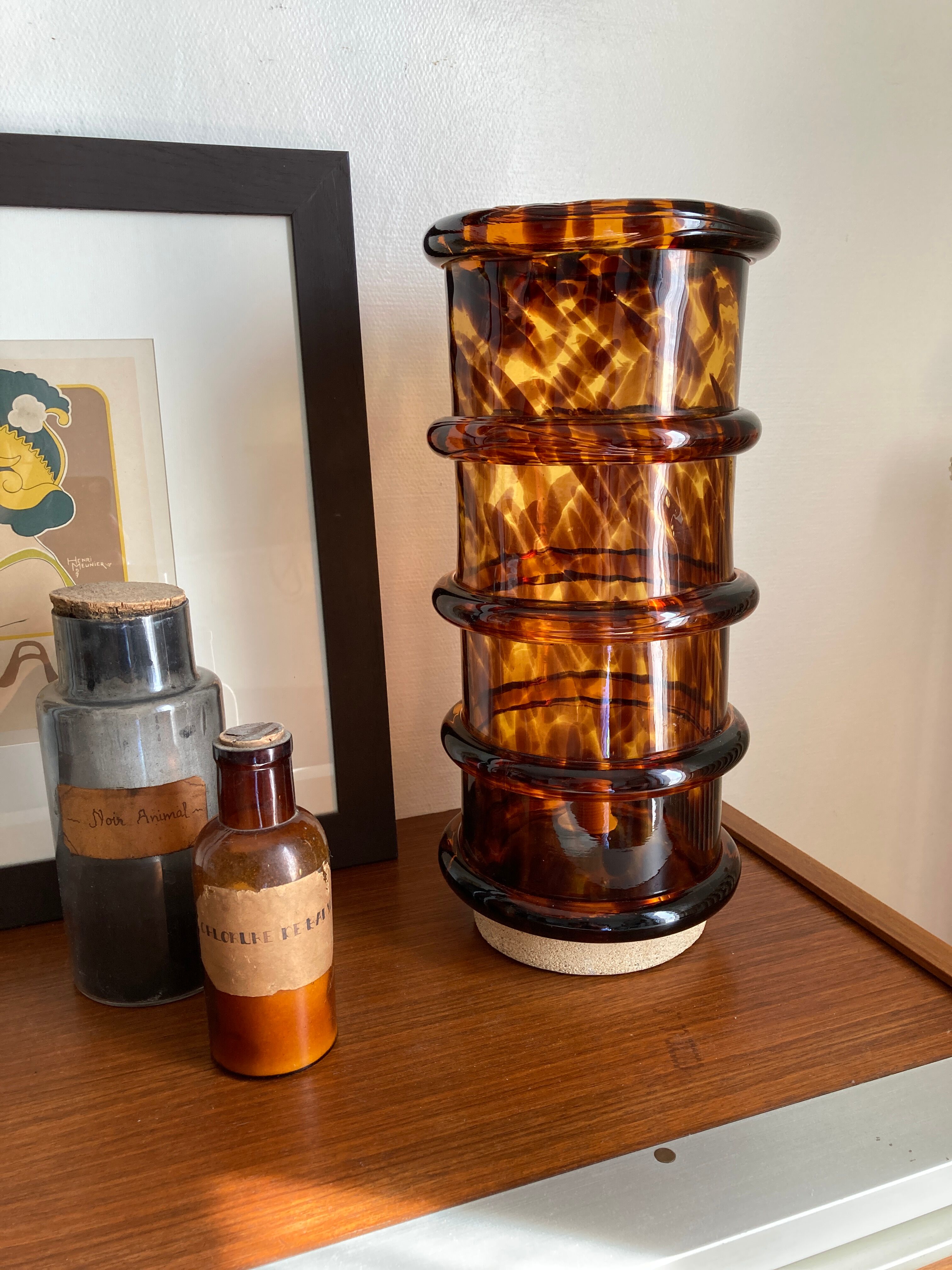Vintage blown glass lamp "tortoiseshells"
