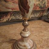 Very beautiful old onyx and bronze table lamp