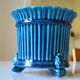 Cracked blue ceramic cache pot