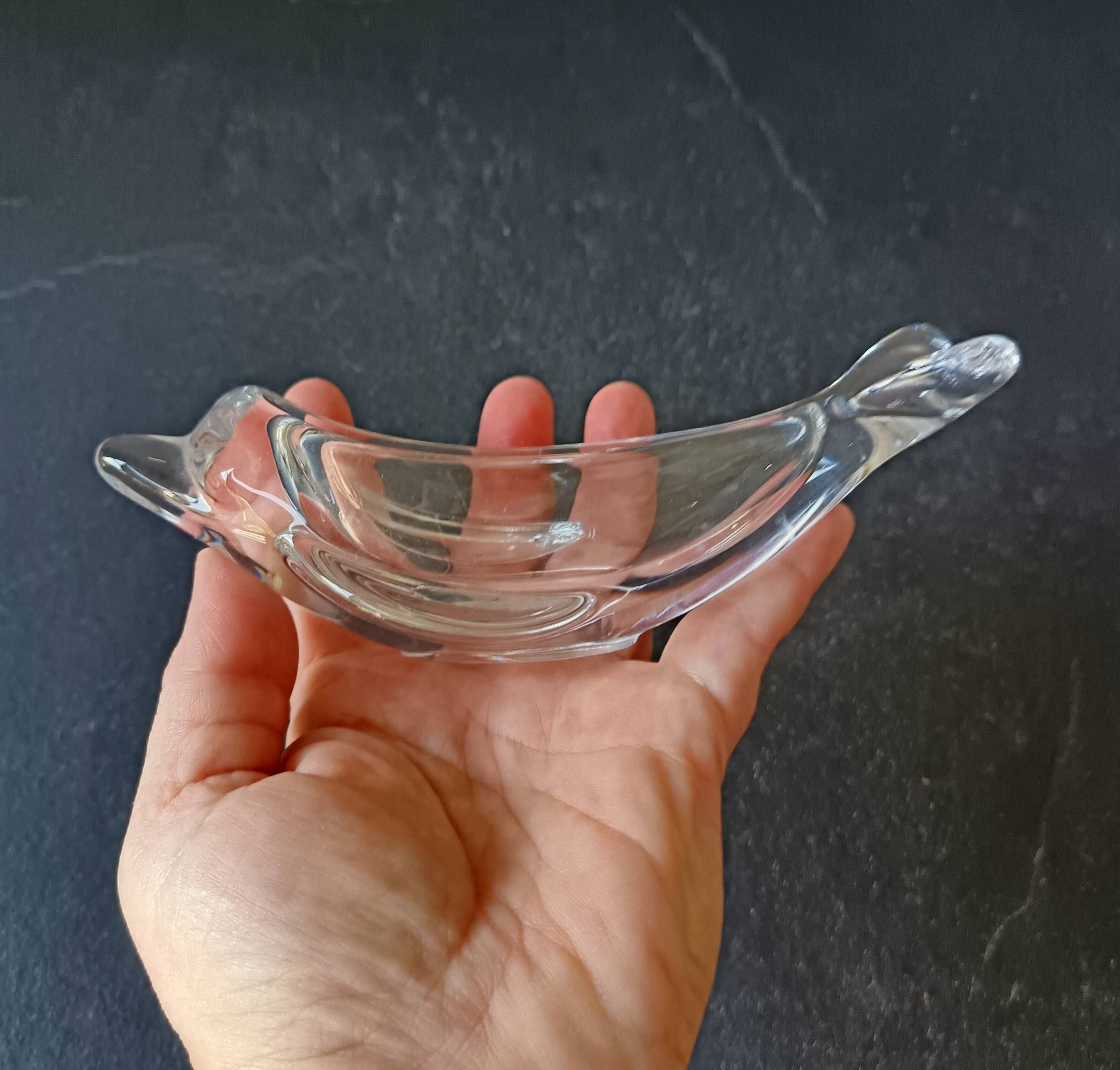 Set of 2 Empty Pockets, Dolphin Fish Glass Jars, Vannes Crystal