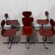 Set of 6 mid-century modern Pagholz chairs, moulded plywood seats, steel base, 1960s