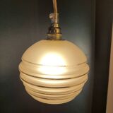 Frosted glass lamp with golden trims