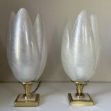 Paire de lampes nacrée style rougier design années 70