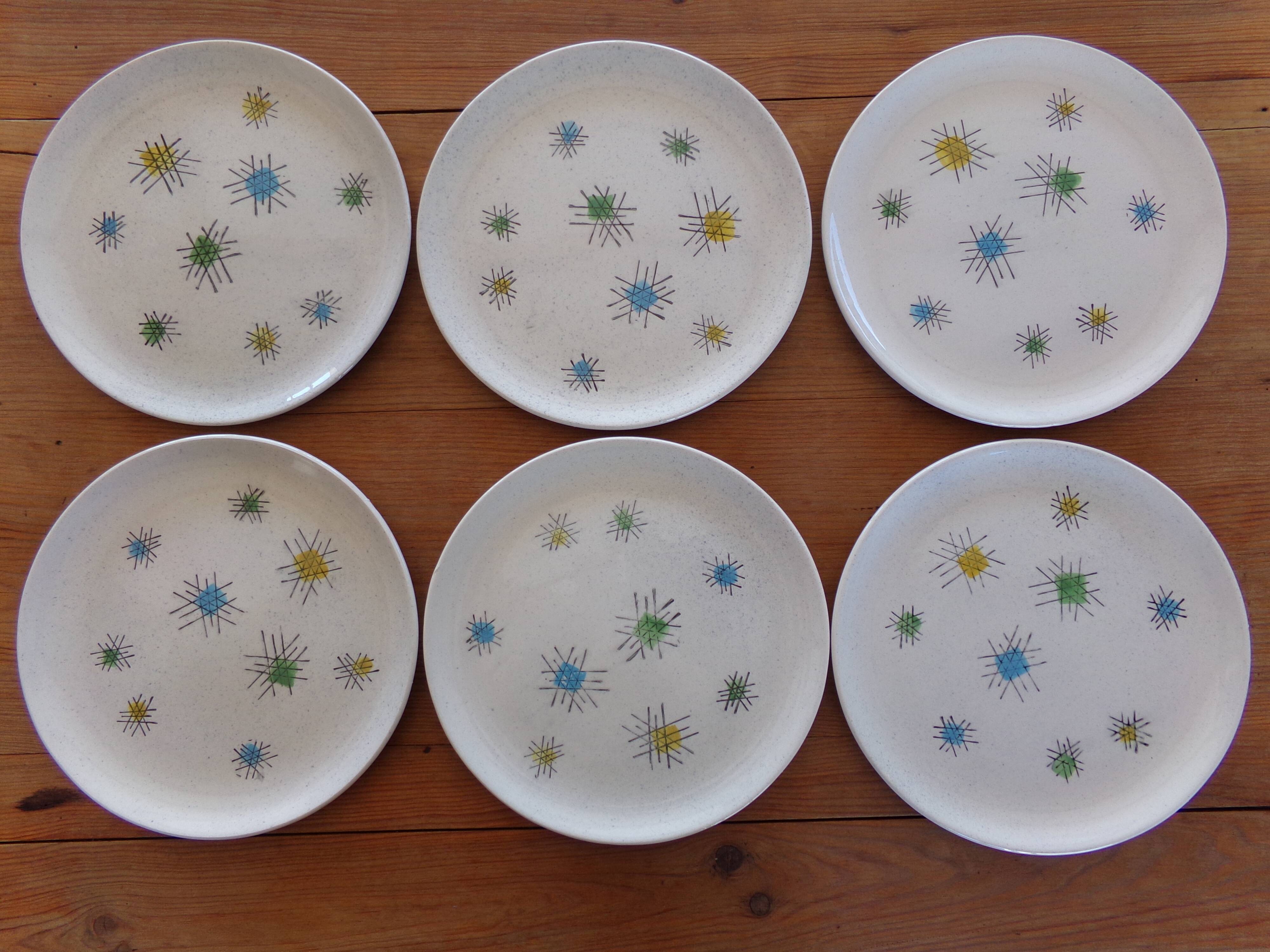6 flat ceramic plates
