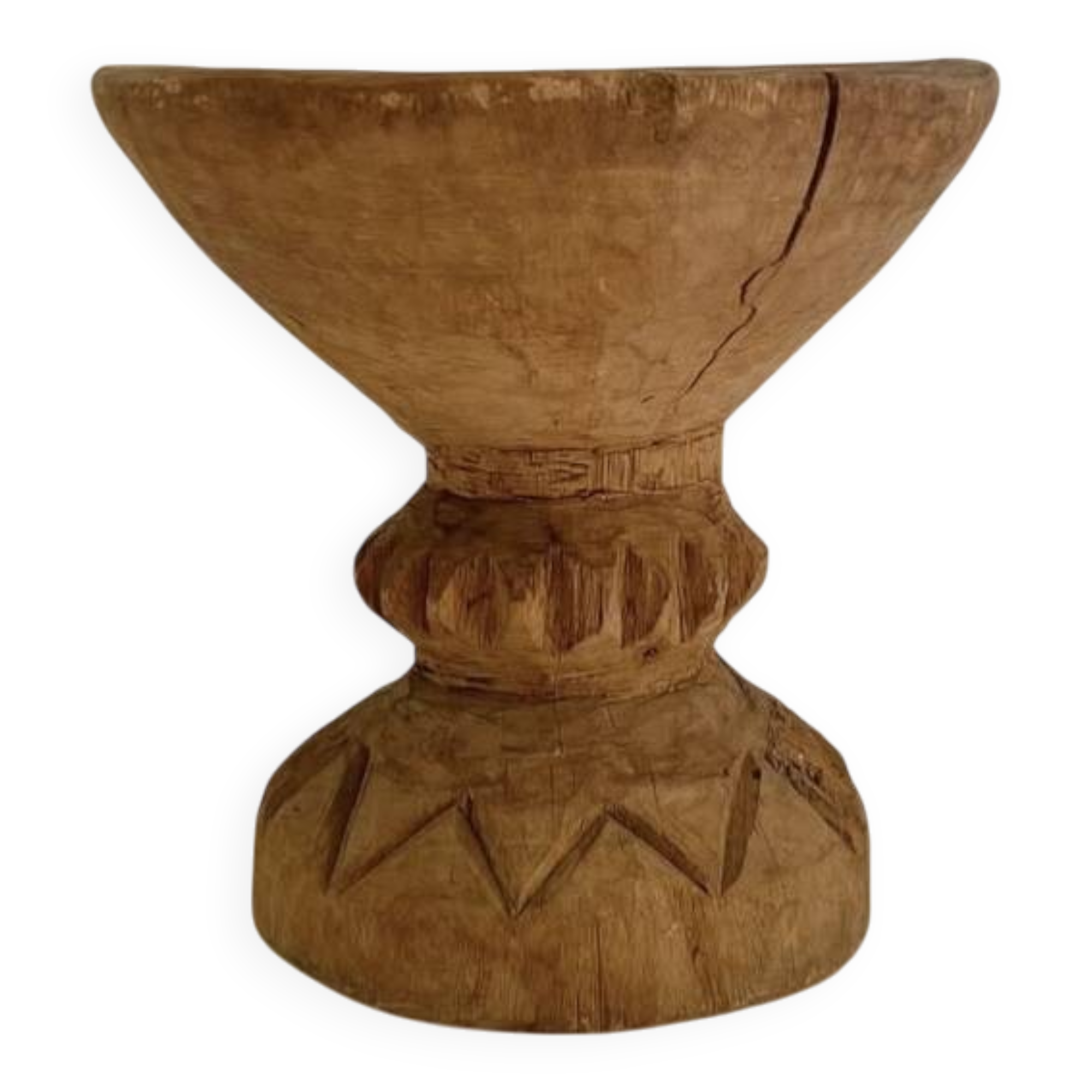 African stool / end table / bedside table in carved solid wood