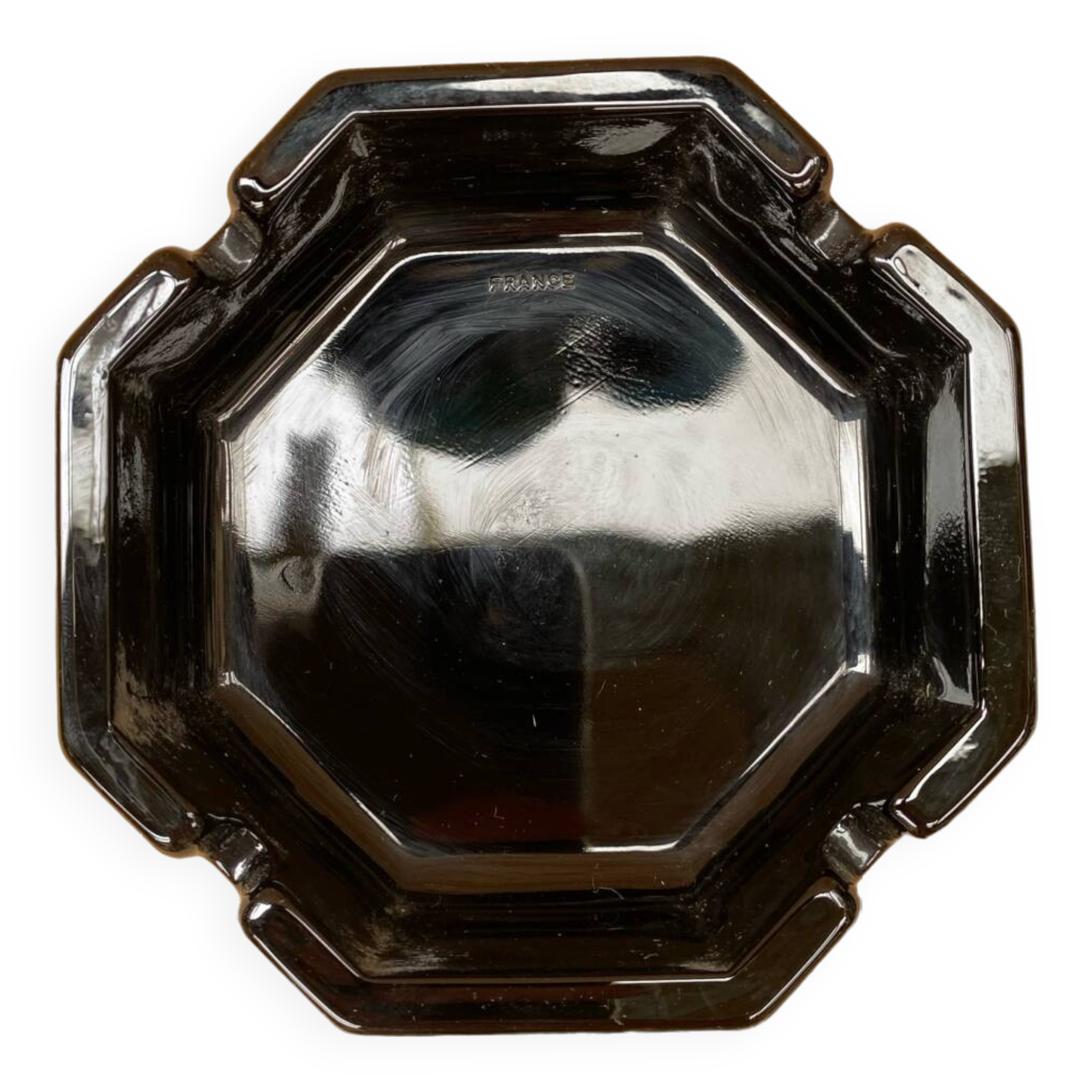 Old luminarc octime opaline noire ashtray made in france vintage