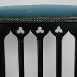 Chair prie-dieu style Napoleon III blackened wood openwork velvet blue