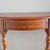 Set of 2 half-moon console tables with drawer - cherry wood - Louis Philippe style